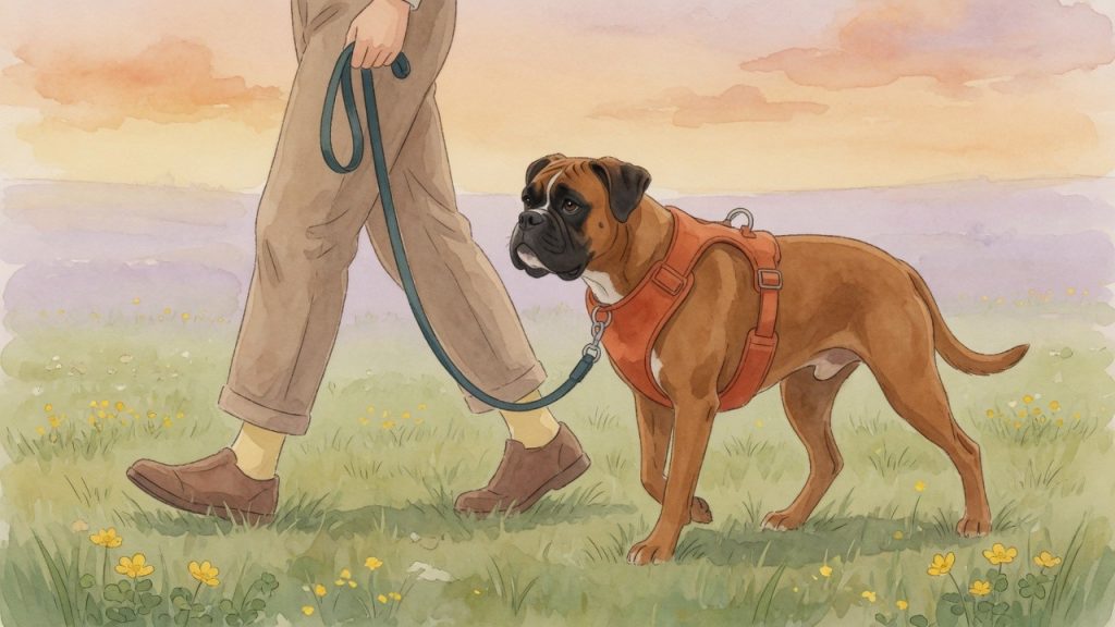 Boxer Geschirr oder Halsband: Hund an lockerer Leine, gewaltfreies Training