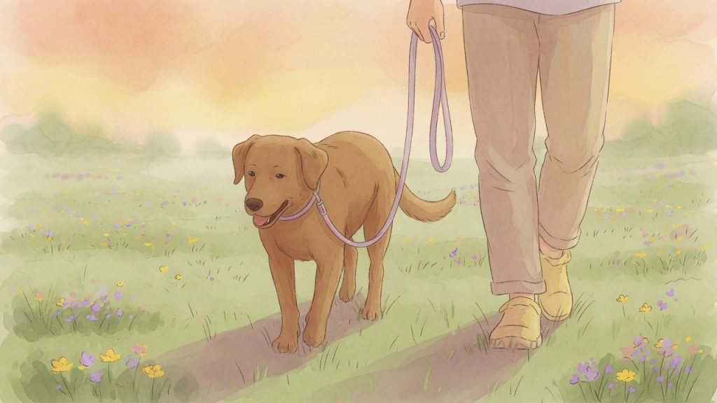 Körpersprache Hund aggressiv: Hund an lockerer Leine, gewaltfreies Training