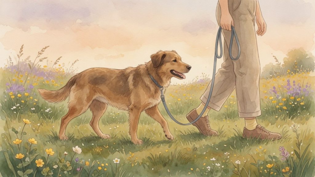 Körpersprache Hund deuten: Hund an lockerer Leine, gewaltfreies Training