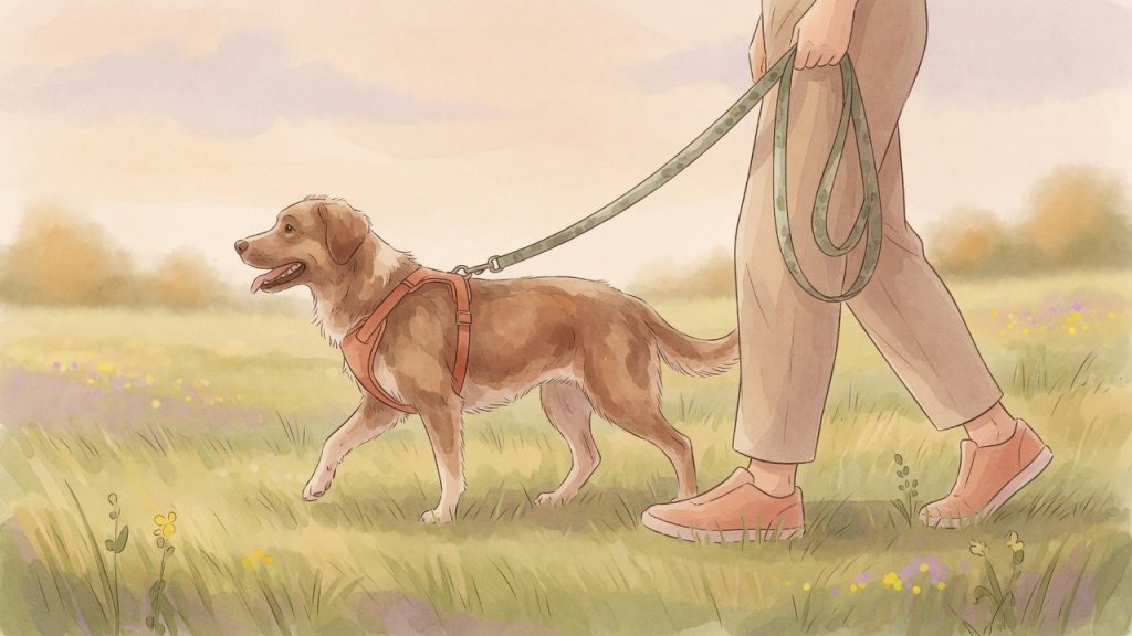 Tierschutzhund eingewöhnen: Hund an lockerer Leine, gewaltfreies Training