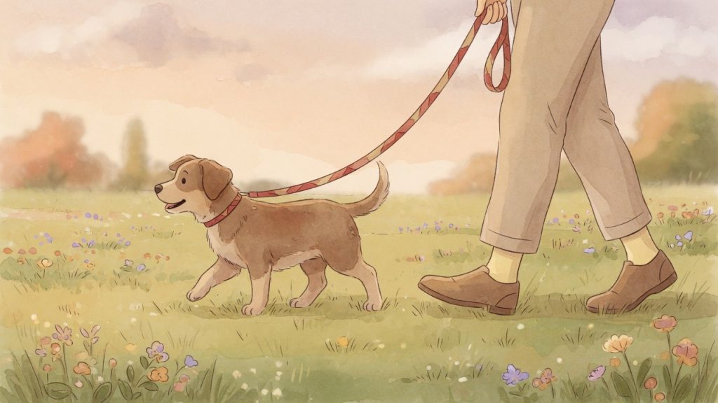 Welpe alleine lassen: Hund an lockerer Leine, gewaltfreies Training