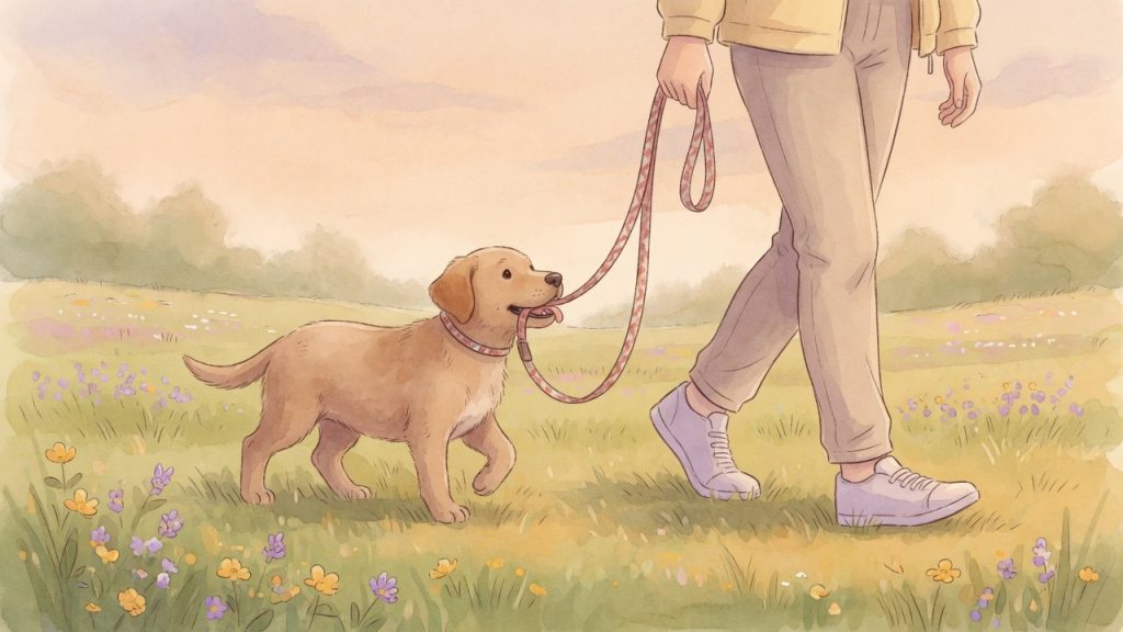 Welpe beisst immer in die hände: Hund an lockerer Leine, gewaltfreies Training