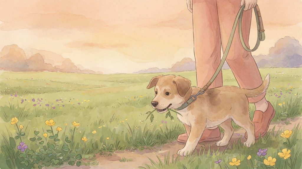 Welpe beisst in alles: Hund an lockerer Leine, gewaltfreies Training
