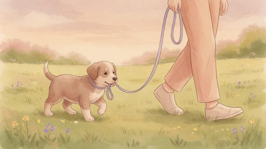 Welpe beisst kind: Hund an lockerer Leine, gewaltfreies Training