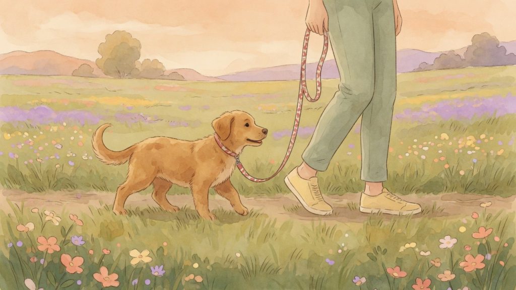 Welpentraining alleine bleiben: Hund an lockerer Leine, gewaltfreies Training